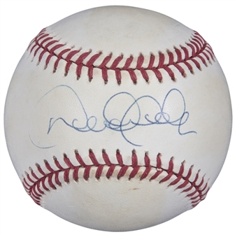Derek Jeter Signed OAL Brown Baseball (Beckett)